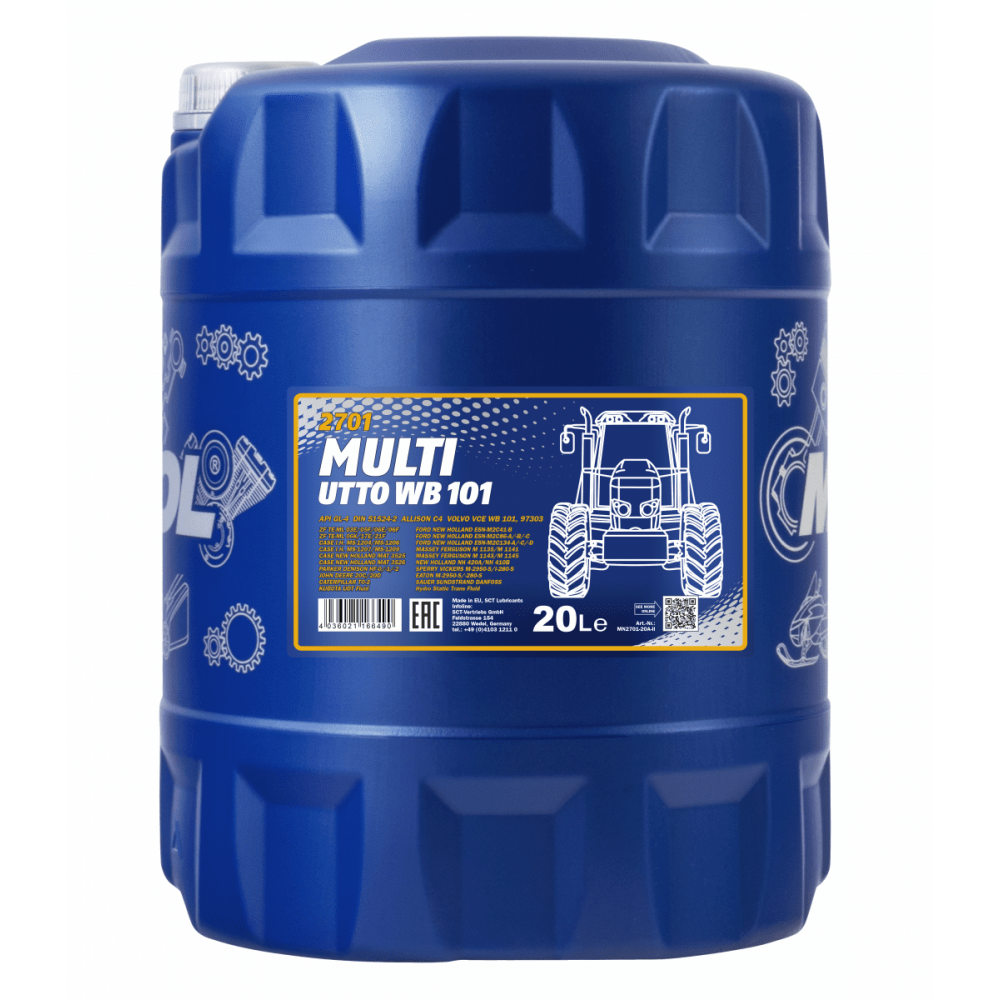 2701-020 Масло трансмиссионное для тракторов (минер.) Multi UTTO WB 101 (20л) MANNOL