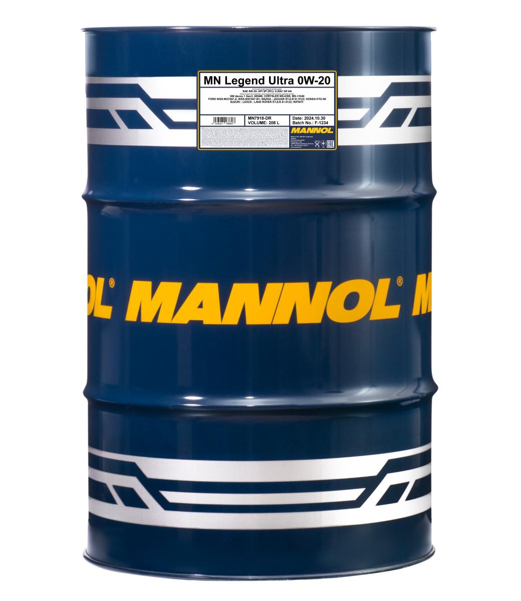 7918-208 масло мот.синт. Legend Ultra 0W-20  (208л) MANNOL; API SP(RC)