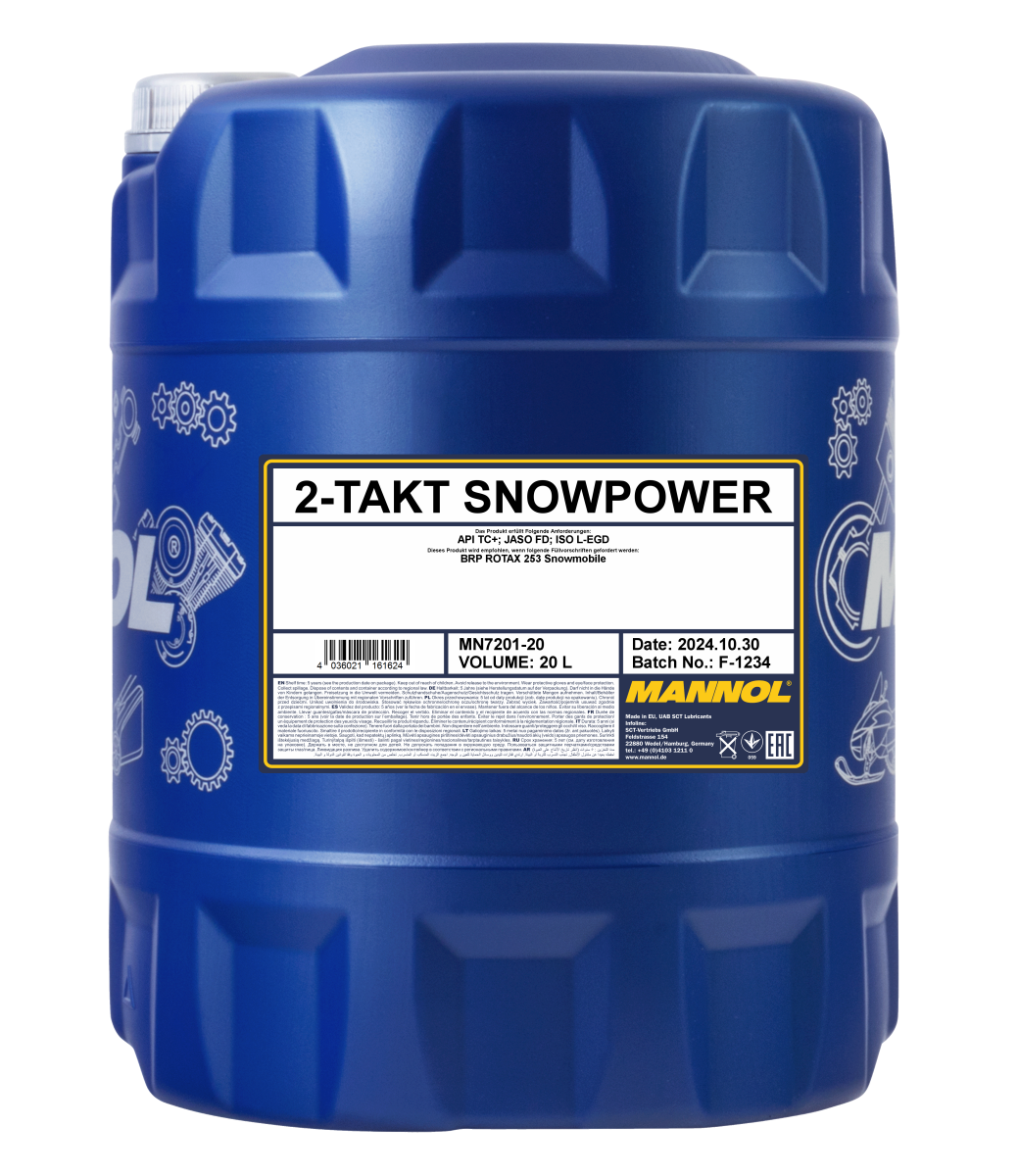 7201-020 масло мот.синт. 2-Takt Snowpower  (20л) MANNOL; API TC+/JASO FD