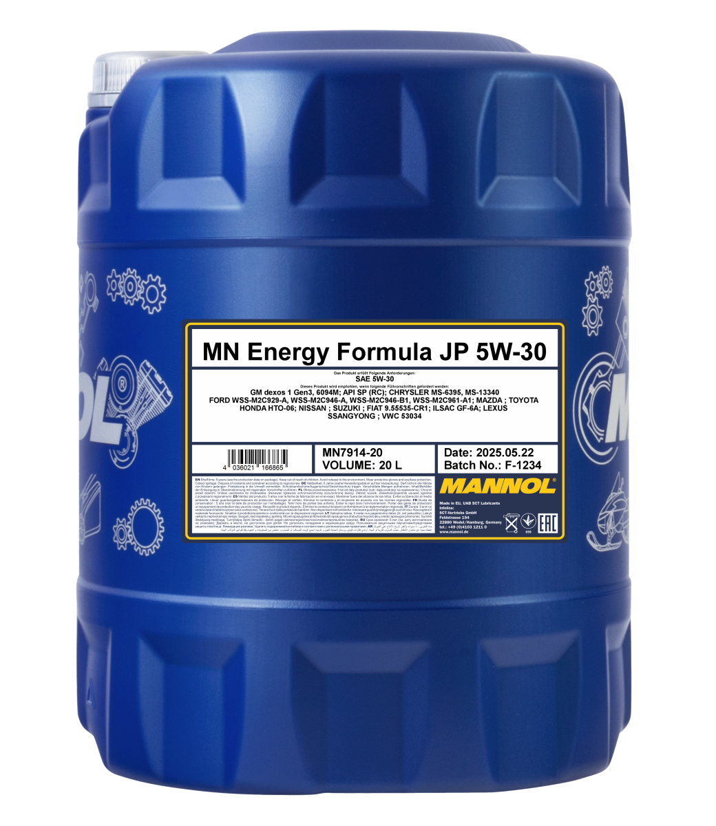 7914-020 масло мот.синт. Energy Formula JP 5W/30 (20л) MANNOL; API SN Plus, GF-5