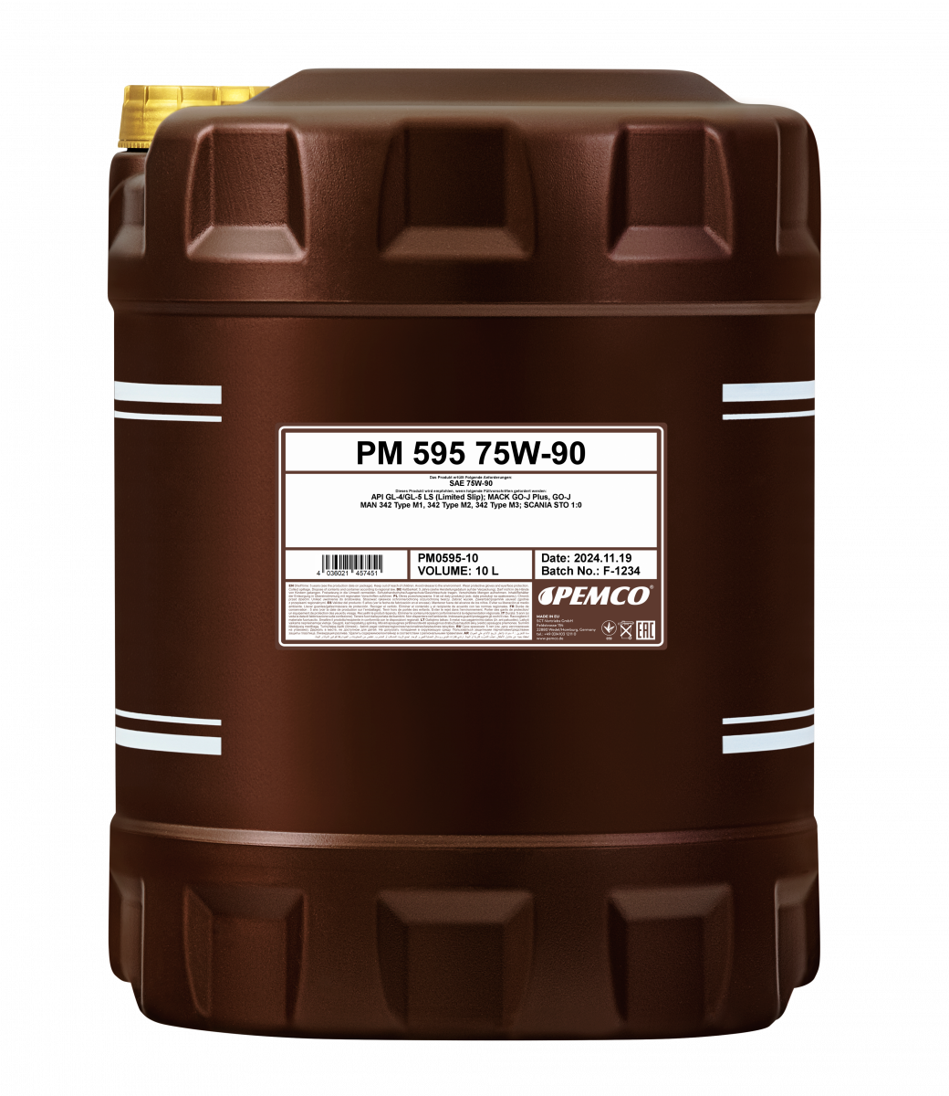 Масло синтетическое д/автоматических трансмиссий 595 SAE 75W-90 API GL-4/GL-5 LS (10л) Pemco